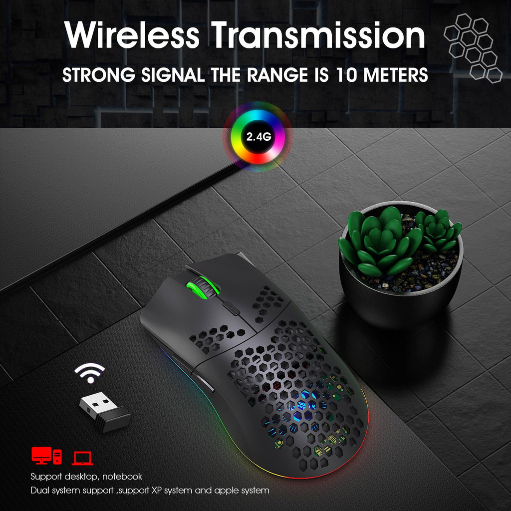 Hollow-Shell Wireless RGB Gaming Mouse