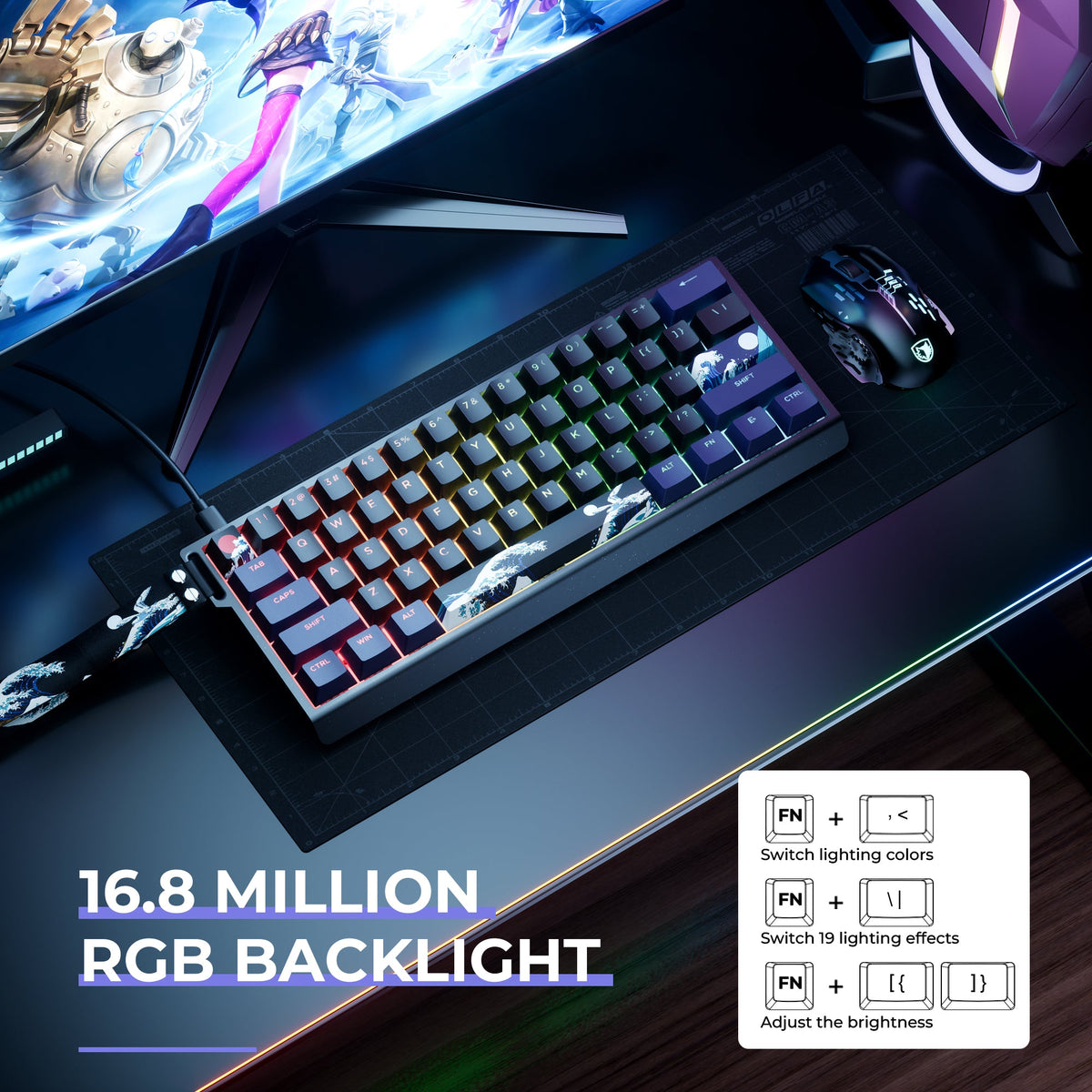 XVX H61 60% Aluminum RGB Mechanical Keyboard