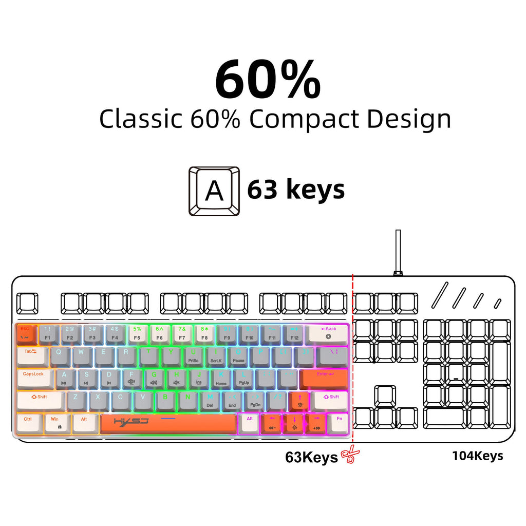 63-Key 60% RGB Mechanical Gaming Keyboard